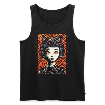 Ist das Kunst? Ein Cartoon-Porträt einer Frau - Männer Premium Bio Tank Top - Schwarz - Vorne - Michal (187cm)