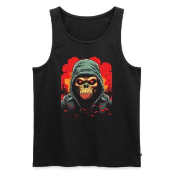 Street Art urbain Apocalypse Singe - Débardeur bio Premium Homme - noir - Devant - AI Model Male 178 light (178cm)