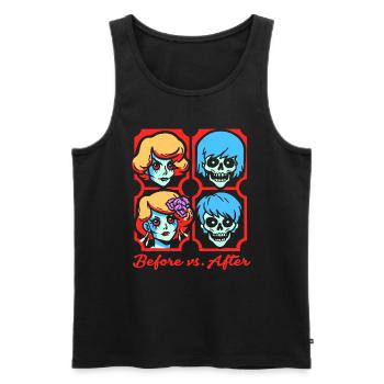 Schönheit vorher vs. nachher, Zombie-Köpfe - Männer Premium Bio Tank Top - Schwarz - Vorne - AI Model Male 178 light (178cm)