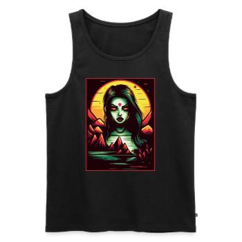 Cartoon Manga Anime Mutter Natur - Männer Premium Bio Tank Top - Schwarz - Vorne - AI Model Male 178 light (178cm)