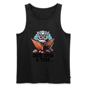 Once upon a time, there was a book-reading owl friend - Men's Premium Organic Tank Top - black - Front - AI Model Male 178 light (178cm)