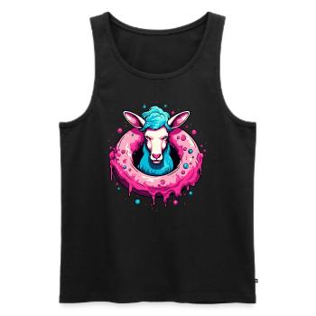Der Donut-Schaf - Männer Premium Bio Tank Top - Schwarz - Vorne - AI Model Male 178 light (178cm)