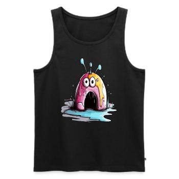 Erschrockene Überraschung des Donut Monsters - Männer Premium Bio Tank Top - Schwarz - Vorne - AI Model Male 178 light (178cm)