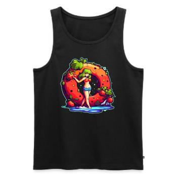 Beignet juteux et fruité - Débardeur bio Premium Homme - noir - Devant - AI Model Male 178 light (178cm)