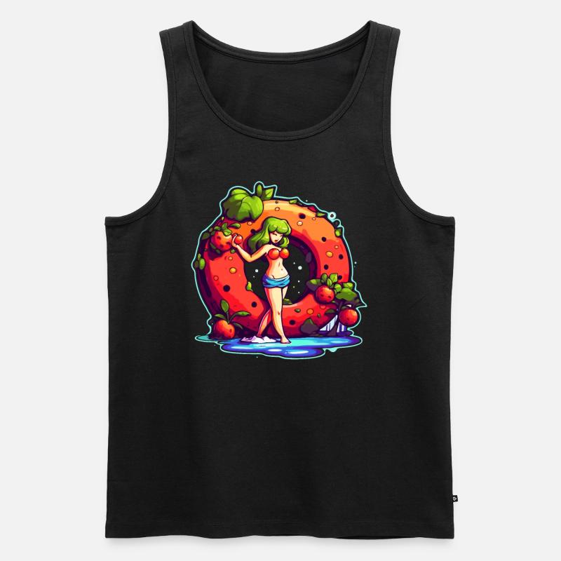 Fruchtiger Saftiger Donut - Männer Premium Bio Tank Top - Schwarz