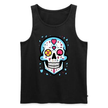 Cartoon-Träume und ein Zucker Totenkopf - Männer Premium Bio Tank Top - Schwarz - Vorne - AI Model Male 178 light (178cm)