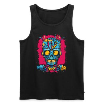 Robot Cyborg Zombie - Débardeur bio Premium Homme - noir - Devant - Michal (187cm)