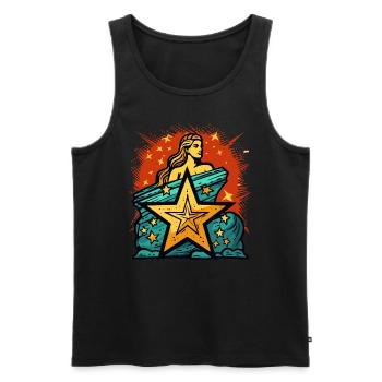 Göttin der Gerechtigkeit Sterne: Ikonische Frau - Männer Premium Bio Tank Top - Schwarz - Vorne - AI Model Male 178 light (178cm)