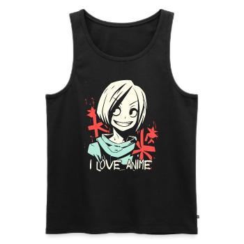 Ich liebe Anime und coole Mädchen - Männer Premium Bio Tank Top - Schwarz - Vorne - Michal (187cm)