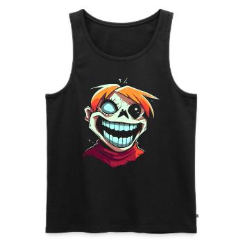 Dessin animé Style Drôle Crazy Zombie Ghoul - Débardeur bio Premium Homme - noir - Devant - AI Model Male 178 light (178cm)
