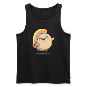 Heureux truc chibi mignon - Débardeur bio Premium Homme - noir - Devant - Michal (187cm)