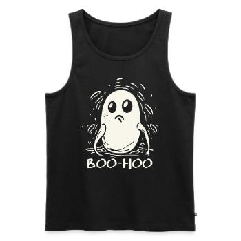 The Disappointed, Sad-Funny Little Ghost - Men's Premium Organic Tank Top - black - Front - AI Model Male 178 light (178cm)