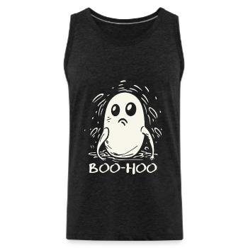 The Disappointed, Sad-Funny Little Ghost - Men's Premium Organic Tank Top - charcoal grey - Front - Alexander (188cm)