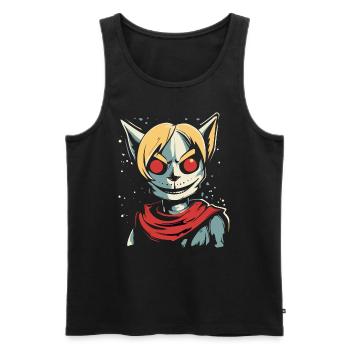 Cartoon Anime Manga: Sinister Cat Girl - Men's Premium Organic Tank Top - black - Front - AI Model Male 178 light (178cm)