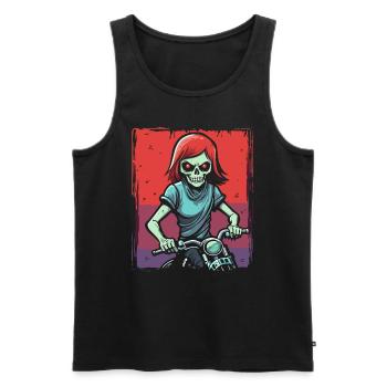 Dessin animé, Manga, Anime, Goule, Zombie, Motard - Débardeur bio Premium Homme - noir - Devant - AI Model Male 178 light (178cm)