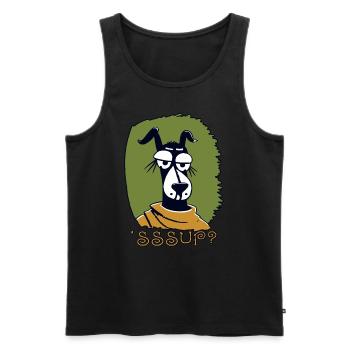 What's Up, What's Up, a Cool Cartoon Dog - Men's Premium Organic Tank Top - black - Front - AI Model Male 178 light (178cm)