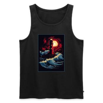 L’ancien phare - Débardeur bio Premium Homme - noir - Devant - Michal (187cm)