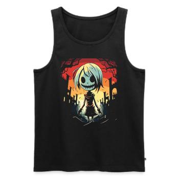 Fille zombie d’anime japonais la nuit - Débardeur bio Premium Homme - noir - Devant - Michal (187cm)