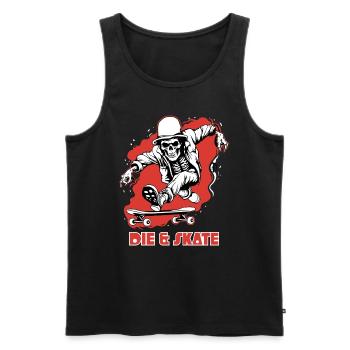 Die and Skate: Skateboarding Skeleton Punk - Men's Premium Organic Tank Top - black - Front - AI Model Male 178 light (178cm)
