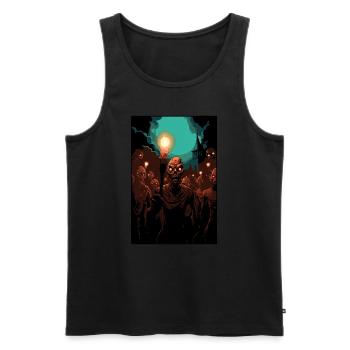 Parody of the Zombie Lynch Mob - Men's Premium Organic Tank Top - black - Front - AI Model Male 178 light (178cm)