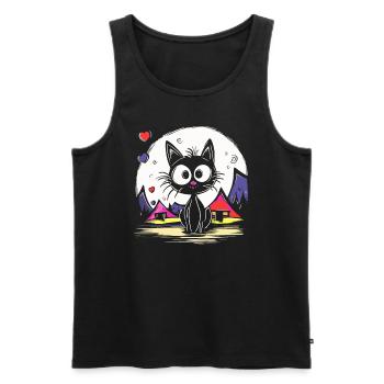 Katzen Urlaub beim Camping - Männer Premium Bio Tank Top - Schwarz - Vorne - Michal (187cm)