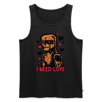 Cyborg Dog, I Need Love - Men's Premium Organic Tank Top - black - Front - AI Model Male 178 light (178cm)