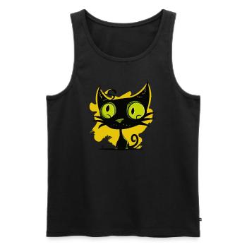 Moderne Kunst: Schwarze und Grüne Katze - Männer Premium Bio Tank Top - Schwarz - Vorne - AI Model Male 178 light (178cm)
