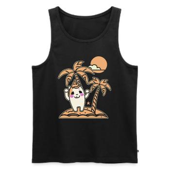 Happy on a desert island - Men's Premium Organic Tank Top - black - Front - Michal (187cm)
