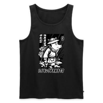 Japanese bamboo forest and a wandering pig - Men's Premium Organic Tank Top - black - Front - Michal (187cm)