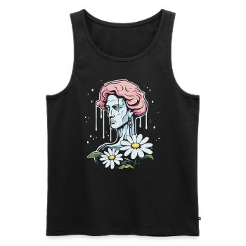 Flower Power Brother: David of Florence with flowers - Men's Premium Organic Tank Top - black - Front - AI Model Male 178 light (178cm)
