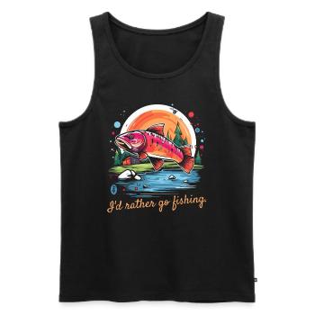 Je préfère aller à la pêche, pêcher du poisson - Débardeur bio Premium Homme - noir - Devant - AI Model Male 178 light (178cm)