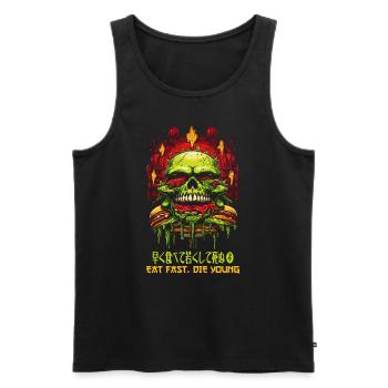 Horror-Burger-Schädel: Iss schnell, stirb jung - Männer Premium Bio Tank Top - Schwarz - Vorne - Michal (187cm)
