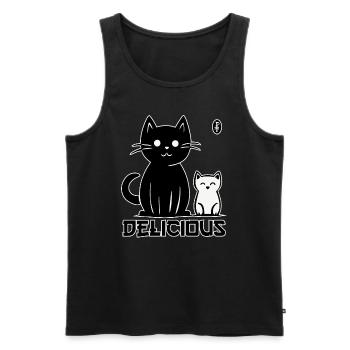 Chats mignons et savoureux - Débardeur bio Premium Homme - noir - Devant - Michal (187cm)