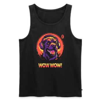 Wow Wow Musik mit Kopfhörer-Hund - Männer Premium Bio Tank Top - Schwarz - Vorne - AI Model Male 178 light (178cm)