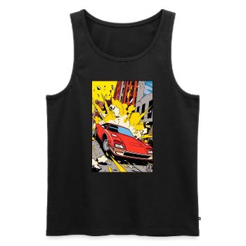 Pop Art Cartoon Sports Car Action - Men's Premium Organic Tank Top - black - Front - Michal (187cm)