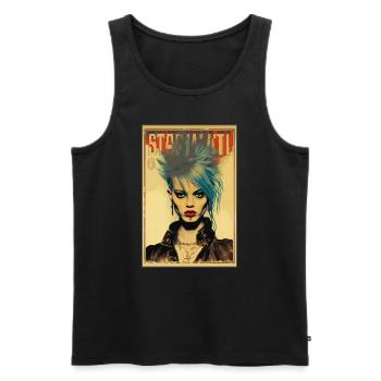 Vintage Poster: 80s Punk Rock Girls Magazine - Men's Premium Organic Tank Top - black - Front - AI Model Male 178 light (178cm)