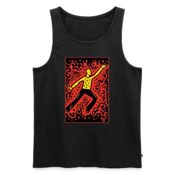 Cartoon Pop Art - Croire en l’aviation - Débardeur bio Premium Homme - noir - Devant - AI Model Male 178 light (178cm)