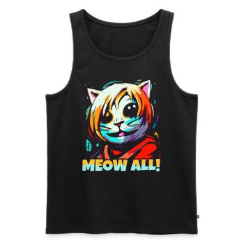 Miau Alle! Lustige bunte Katze - Männer Premium Bio Tank Top - Schwarz - Vorne - Michal (187cm)
