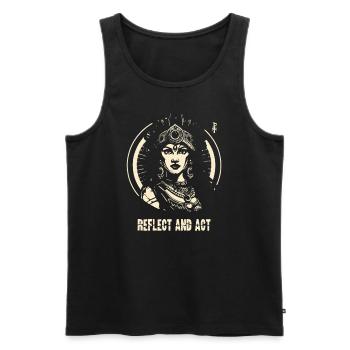 Reflect and act, indigenous woman - Men's Premium Organic Tank Top - black - Front - AI Model Male 178 light (178cm)