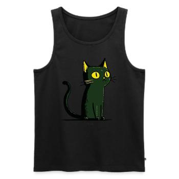 Chat de dessin animé vert - Débardeur bio Premium Homme - noir - Devant - AI Model Male 178 light (178cm)