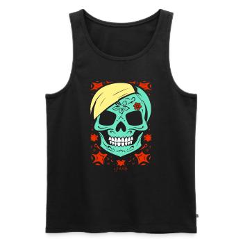 Le crâne de fleur est si mignon, crâne de zombie - Débardeur bio Premium Homme - noir - Devant - Michal (187cm)
