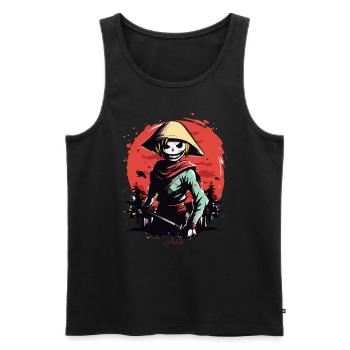 Slender Rizfarmer Zombie Samouraï - Débardeur bio Premium Homme - noir - Devant - AI Model Male 178 light (178cm)
