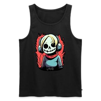 Rebondis avec moi, musique de Manga Girl - Débardeur bio Premium Homme - noir - Devant - AI Model Male 178 light (178cm)