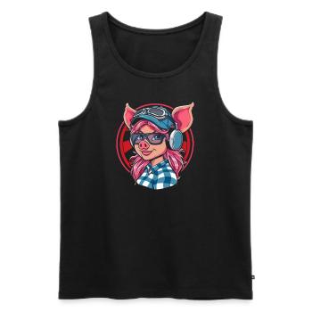 Niedliches liebenswertes Anime-Schweinemädchen - Männer Premium Bio Tank Top - Schwarz - Vorne - AI Model Male 178 light (178cm)