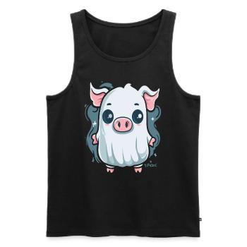 The Little Ghost Pig - Men's Premium Organic Tank Top - black - Front - AI Model Male 178 light (178cm)