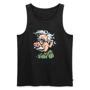Albert Schweinstein, the ingenious man-pig genius - Men's Premium Organic Tank Top - black - Front - Michal (187cm)