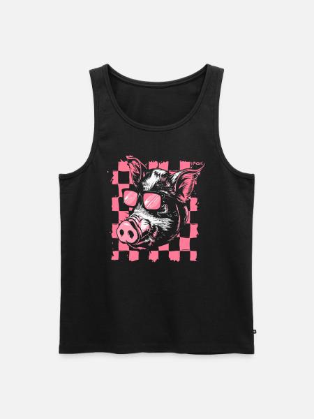 Cool Checkered Flag Pig - Men's Premium Organic Tank Top - black