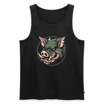 Brutal looking pig, Team Wild Boar - Men's Premium Organic Tank Top - black - Front - Michal (187cm)