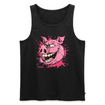 Un cochon vraiment méchant - Débardeur bio Premium Homme - noir - Devant - AI Model Male 178 light (178cm)