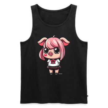 Le cochon d’anime le plus mignon - Débardeur bio Premium Homme - noir - Devant - Michal (187cm)